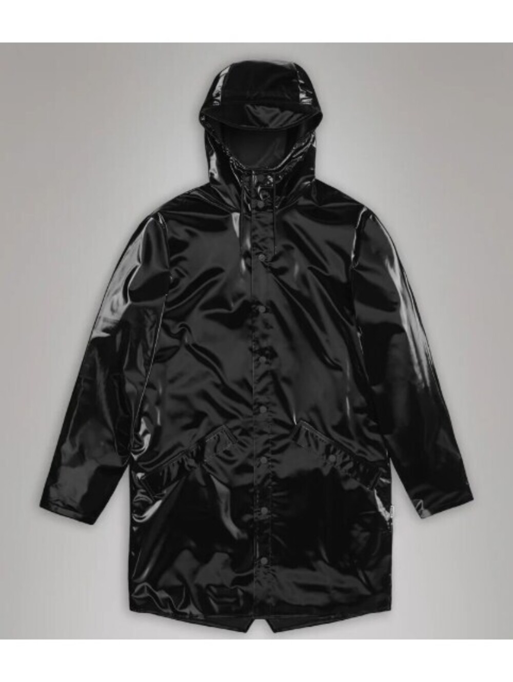 RAINS Long Jacket W3 BlackNight  Waterproof Hooded Unisex Rain Coat - Large